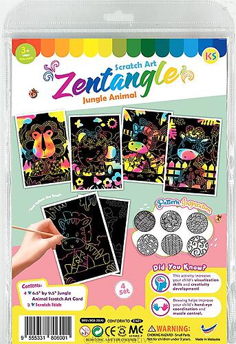 Tangle Scratch Art - Jungle Animal Kit