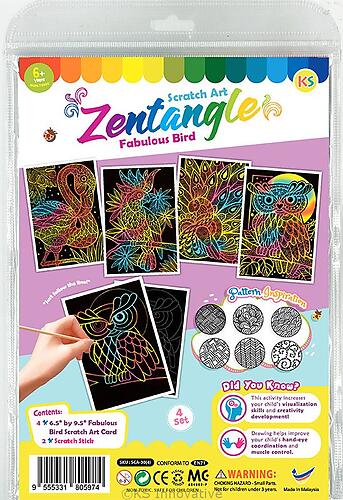 Tangle Scratch Art - Fabulous Bird Kit